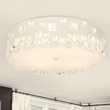 Modern Crystal Flushmount Lighting - White 3-Bulb Ceiling Fixture