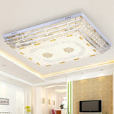 Contemporary Crystal Rod Ceiling Light In White Rectangle Design - Led Fixture With Multi-Color
