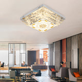 Contemporary Crystal Rod Ceiling Light In White Rectangle Design - Led Fixture With Multi-Color