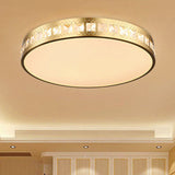Simple K9 Crystal Gold Drum Ceiling Light - Led Flush Mount Fixture (16/19.5/23.5) 3 Color