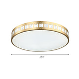 Simple K9 Crystal Gold Drum Ceiling Light - Led Flush Mount Fixture (16/19.5/23.5) 3 Color