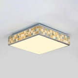 18/35.5 Retro Style Mosaic Glass Cube Ceiling Light With 1 Bulb - Beige Finish