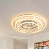 White Round Ceiling Lamp With Acrylic And Crystal Ball Led Flush Mount Light - Stepless