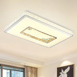 White Led Crystal Block Ceiling Lamp With Remote Control Dimming - Simple & Elegant