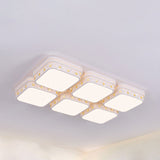 Minimalist Crystal Block Led Ceiling Light - Rectangular Flush Mount In Warm/White/3 Color White /