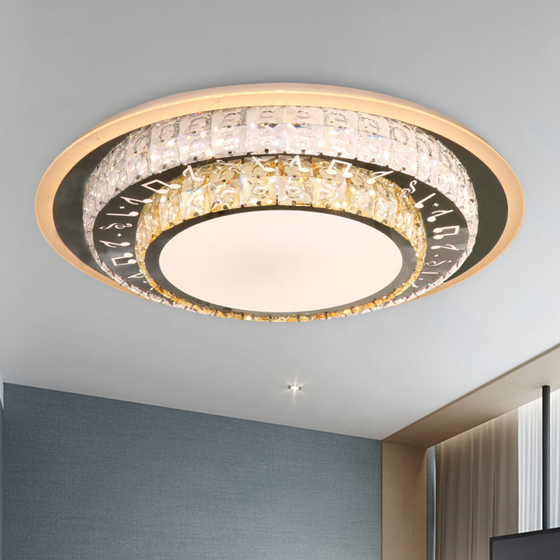 Contemporary Rectangle-Cut Crystal Flush Mount Ceiling Light In White Led Clear / B