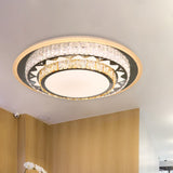 Contemporary Rectangle-Cut Crystal Flush Mount Ceiling Light In White Led