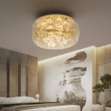 Curved Drum Crystal Led Flush Mount Ceiling Light Fixture In Warm/White 16/19.5 Wide Amber / 16 Warm