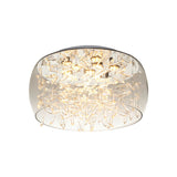 Curved Drum Crystal Led Flush Mount Ceiling Light Fixture In Warm/White 16/19.5 Wide
