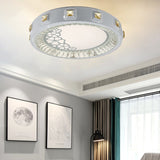 Modern Crystal Led Ceiling Light With Remote Control And Stepless Dimming - White Stylish