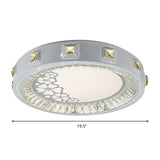 Modern Crystal Led Ceiling Light With Remote Control And Stepless Dimming - White Stylish