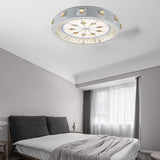 Modern Crystal Led Ceiling Light With Remote Control And Stepless Dimming - White Stylish