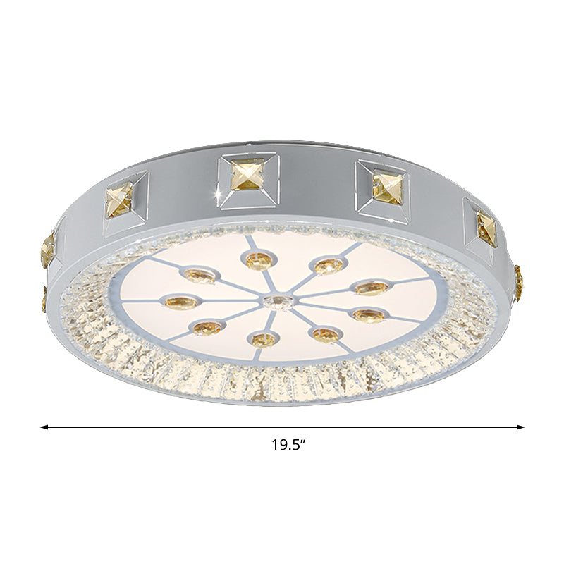 Modern Crystal Led Ceiling Light With Remote Control And Stepless Dimming - White Stylish