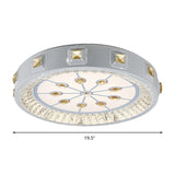 Modern Crystal Led Ceiling Light With Remote Control And Stepless Dimming - White Stylish
