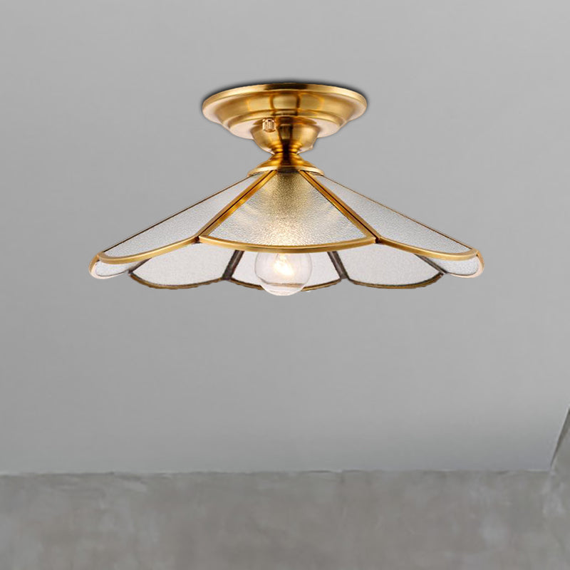 Scalloped Foyer Flush Mount Ceiling Light Fixture With Brass Finish - 12/16 Diameter / 12