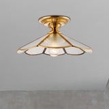 Scalloped Foyer Flush Mount Ceiling Light Fixture With Brass Finish - 12/16 Diameter / 12