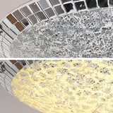 Vintage Stained Glass Flush Mount Ceiling Light - Crackled Bowl Shape 12’/16’ Wide Clear Fixture