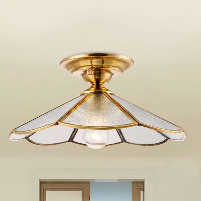 Scalloped Foyer Flush Mount Ceiling Light Fixture With Brass Finish - 12/16 Diameter