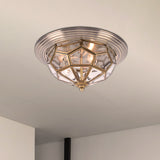 Prism Bedroom Flush Mount Light Clear Beveled Glass Brass Finish 14/18 2/3 Bulbs / 14