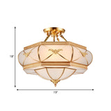 Colonial Opal Glass Flush Light Fixture With 6 Brass Heads For Living Room Ceiling Mount 16-21.5