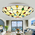Vintage Stained Glass Flush Mount Ceiling Light - Beige Bowl Multiple Sizes Ideal For Living Room /