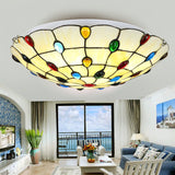 Vintage Stained Glass Flush Mount Ceiling Light - Beige Bowl Multiple Sizes Ideal For Living Room /