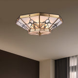 Brass Conical Flush Mount Lamp With Frosted Glass For Bedroom - 4 Heads 16/19.5 Size Gold / 16
