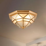 Prism Restaurant Flush Mount Light With Colonial Blown Opal Glass - 14/18 Sizes 3/4 Bulbs Brass