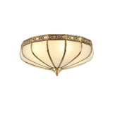Colonial Sandblasted Glass Brass Flush Mount Lamp With Multiple Heads For Living Room Ceiling