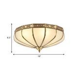 Colonial Sandblasted Glass Brass Flush Mount Lamp With Multiple Heads For Living Room Ceiling