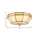Colonial Sandblasted Glass Brass Flush Mount Lamp With Multiple Heads For Living Room Ceiling