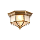Brass Flush Mount Fixture With Curved Frosted Glass For Bedroom - 2 Lights