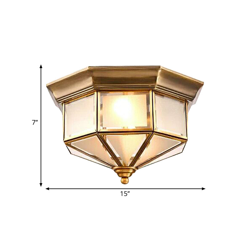 Brass Flush Mount Fixture With Curved Frosted Glass For Bedroom - 2 Lights