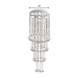 Sleek Nickel Flush Mount Crystal Ceiling Lamp With 5 Layered Faceted Heads