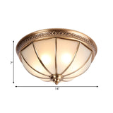 Bedroom Ceiling Flush Mount Light - Colonial Dome Ivory Glass Fixture With Brass Accents