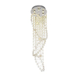 Contemporary Crystal 6-Head Spiral Flushmount Ceiling Fixture In Stainless Steel
