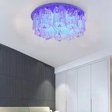 Modern Crystal Flushmount Ceiling Light Fixture With Stainless - Steel Mounting - 4/8/15 Heads