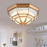 13/21 Led Bowl Ceiling Light: Colonial Brass Finish With Opal Glass Flush Fixture - Ideal For