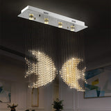 Modern Nickel Fish Flush Light With Crystal Accents - 4 Heads 3W/5W Close To Ceiling Lighting For