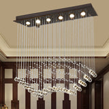 Teardrop Crystal Flush Mount Ceiling Fixture With 6 Bulbs - Modern Nickel Design