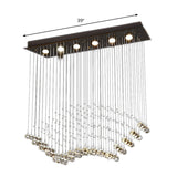Teardrop Crystal Flush Mount Ceiling Fixture With 6 Bulbs - Modern Nickel Design
