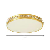 Modern Crystal Gold Led Circle Flush Light Ceiling Fixture In 14/18/21.5 Width Warm/White/Natural