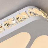 Modern Crystal Led Ceiling Light With White Rectangle Flushmount And Acrylic Diffuser