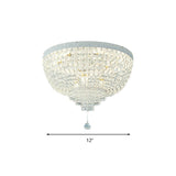 Minimalist Clear Crystal Beaded Flushmount Lighting - Wide 1-Light Ceiling Fixture For Living Room