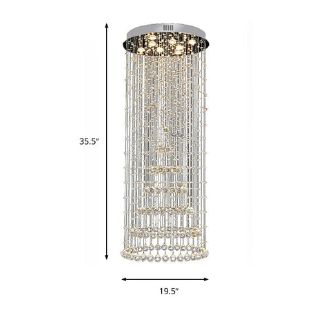Minimalist Crystal Ball Flush Mount Lighting - 8 Lights In Nickel Finish