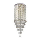Minimalist Crystal Beaded Flush Light With 6 Nickel Lights - Stylish Mount Lighting