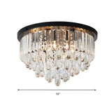 Contemporary Black Flush Mount Ceiling Light With Crystal Cone/Cylinder Design - 4 Lights