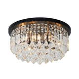 Contemporary Black Flush Mount Ceiling Light With Crystal Cone/Cylinder Design - 4 Lights