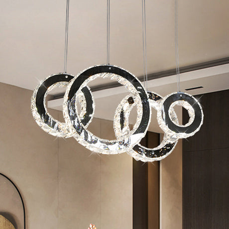 Contemporary Black Crystal Led Pendant Light For Living Room