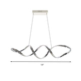 Modern Crystal Led Chandelier: Twist Hanging Pendant Lighting For Dining Room In Chrome Warm/White